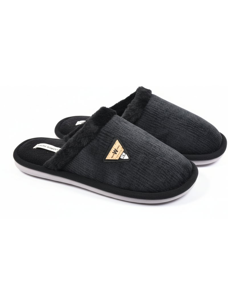 Mules hombre terciopelo ondulado MU9714 Negro - Kiabi