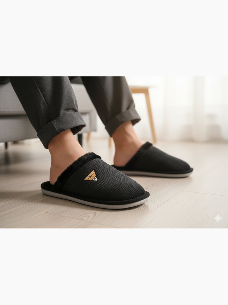 Mules hombre terciopelo ondulado MU9714 Negro - Kiabi
