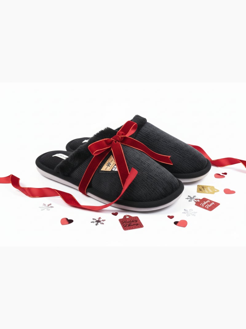 Mules hombre terciopelo ondulado MU9714 Negro - Kiabi
