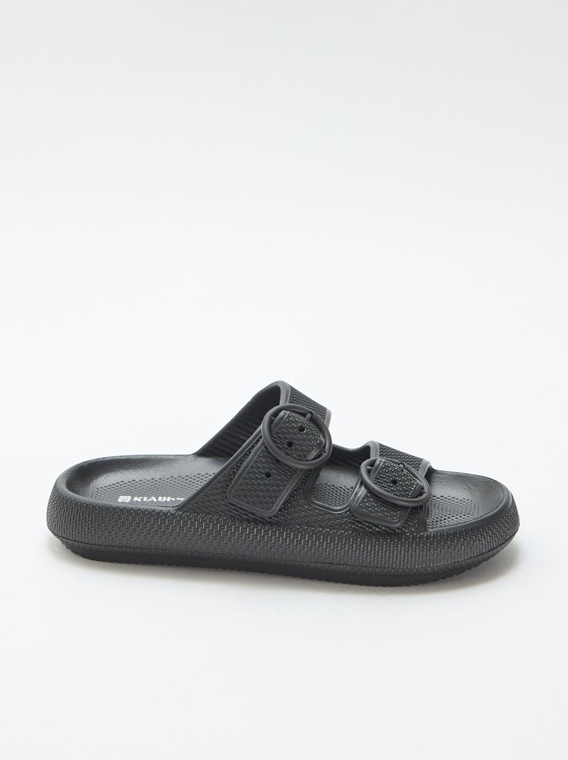 Mules lisas de doble tira Negro - Kiabi