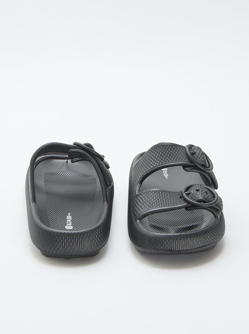 Mules lisas de doble tira Negro - Kiabi