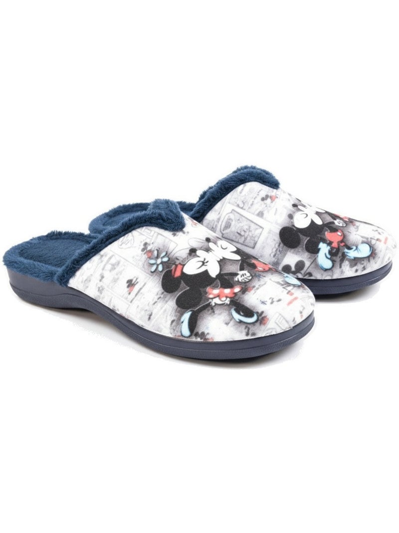 Mules mujer ozabi estampado dibujos animados, fabricadas en españa Azul marino - Kiabi