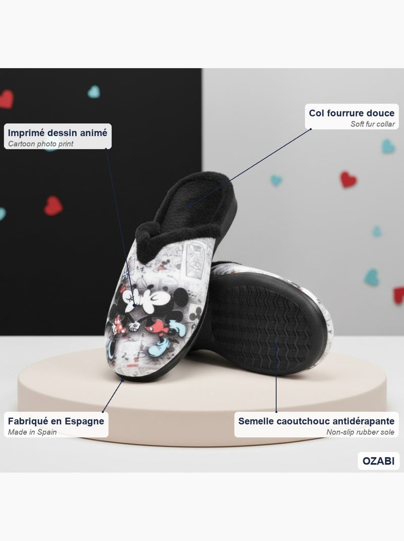 Mules mujer ozabi estampado dibujos animados, fabricadas en españa Multicolor - Kiabi