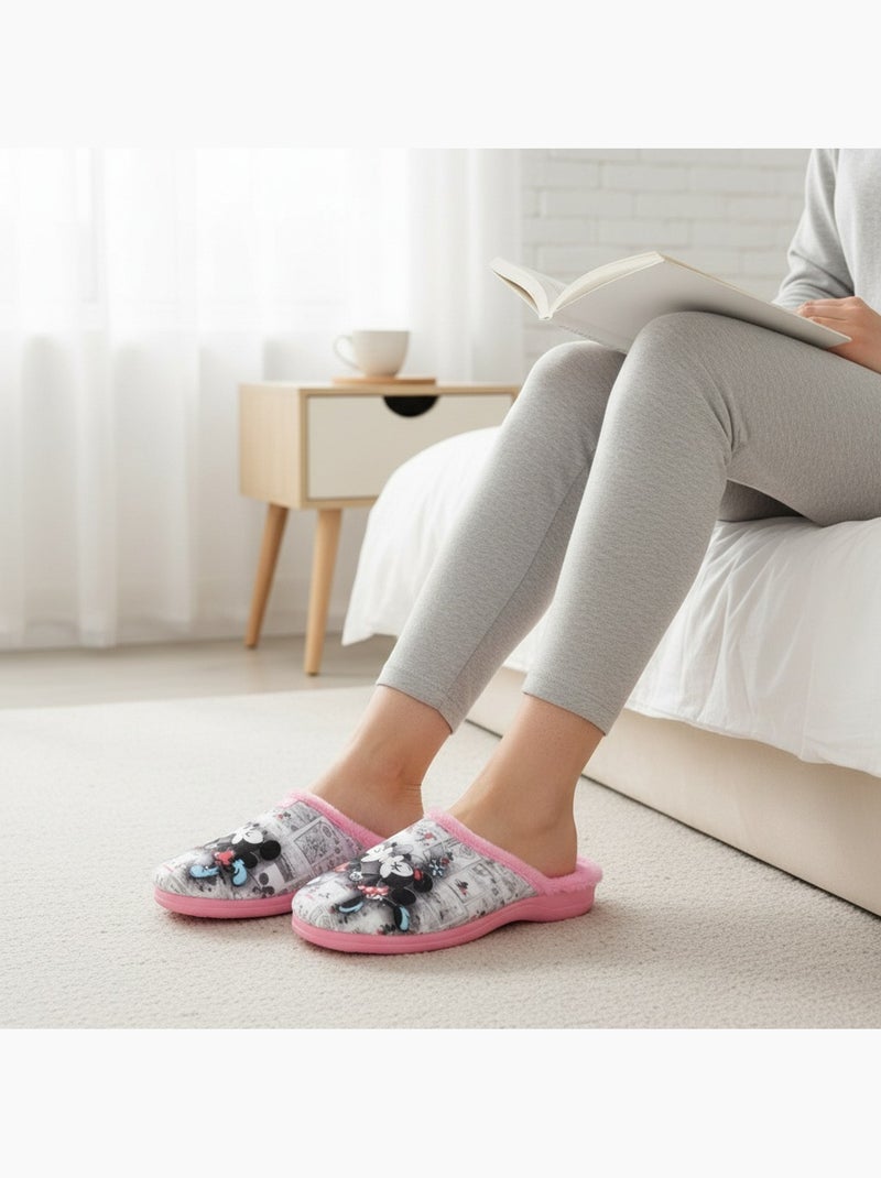 Mules mujer ozabi estampado dibujos animados, fabricadas en españa Rosa claro - Kiabi
