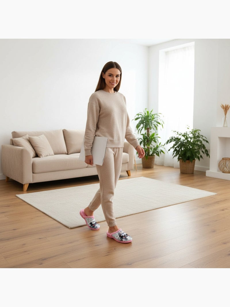 Mules mujer ozabi estampado dibujos animados, fabricadas en españa Rosa claro - Kiabi