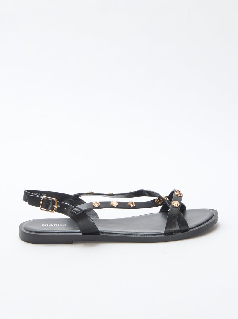 Mules multi-tiras con tachuelas brillantes Negro - Kiabi