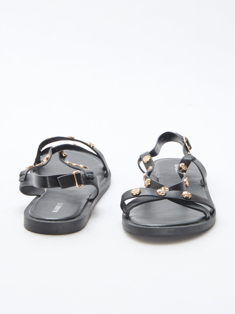 Mules multi-tiras con tachuelas brillantes Negro - Kiabi