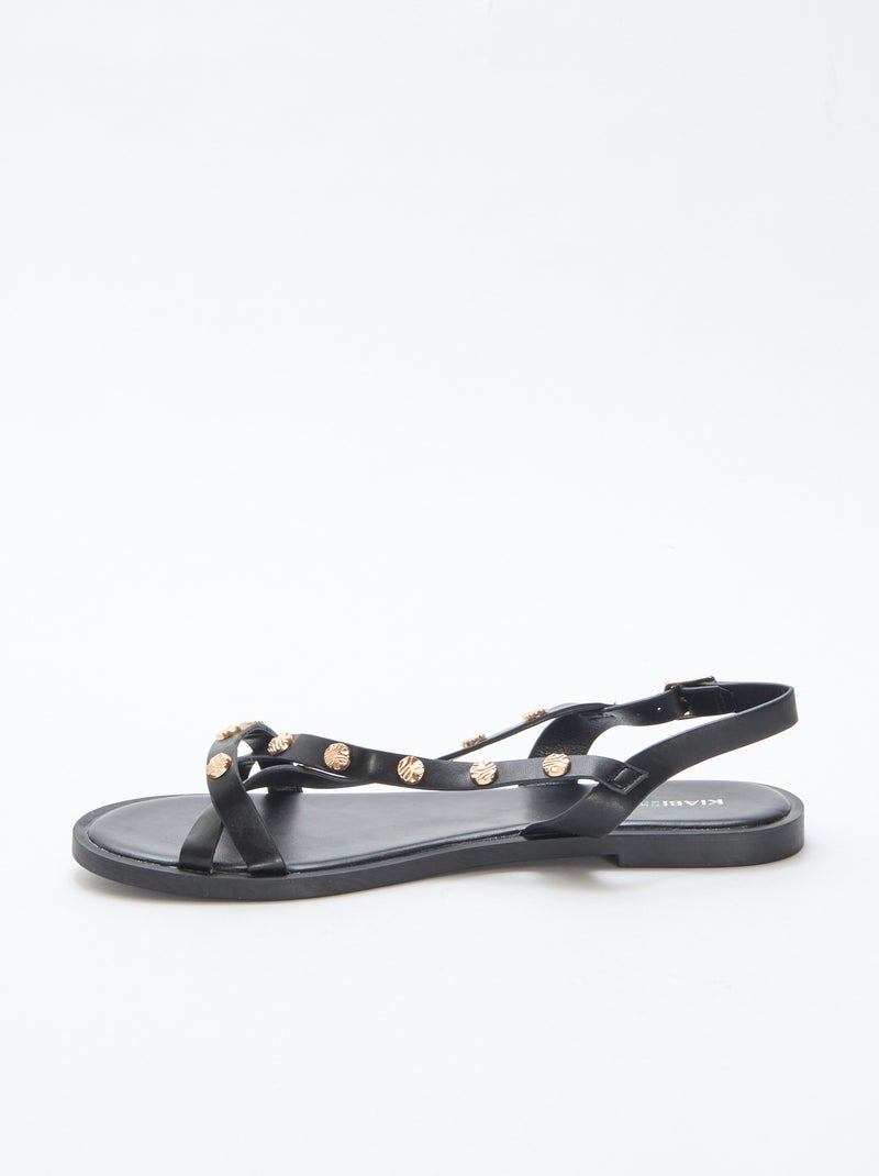 Mules multi-tiras con tachuelas brillantes Negro - Kiabi