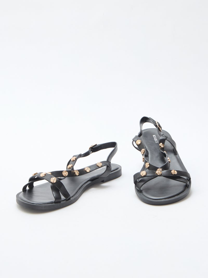 Mules multi-tiras con tachuelas brillantes Negro - Kiabi