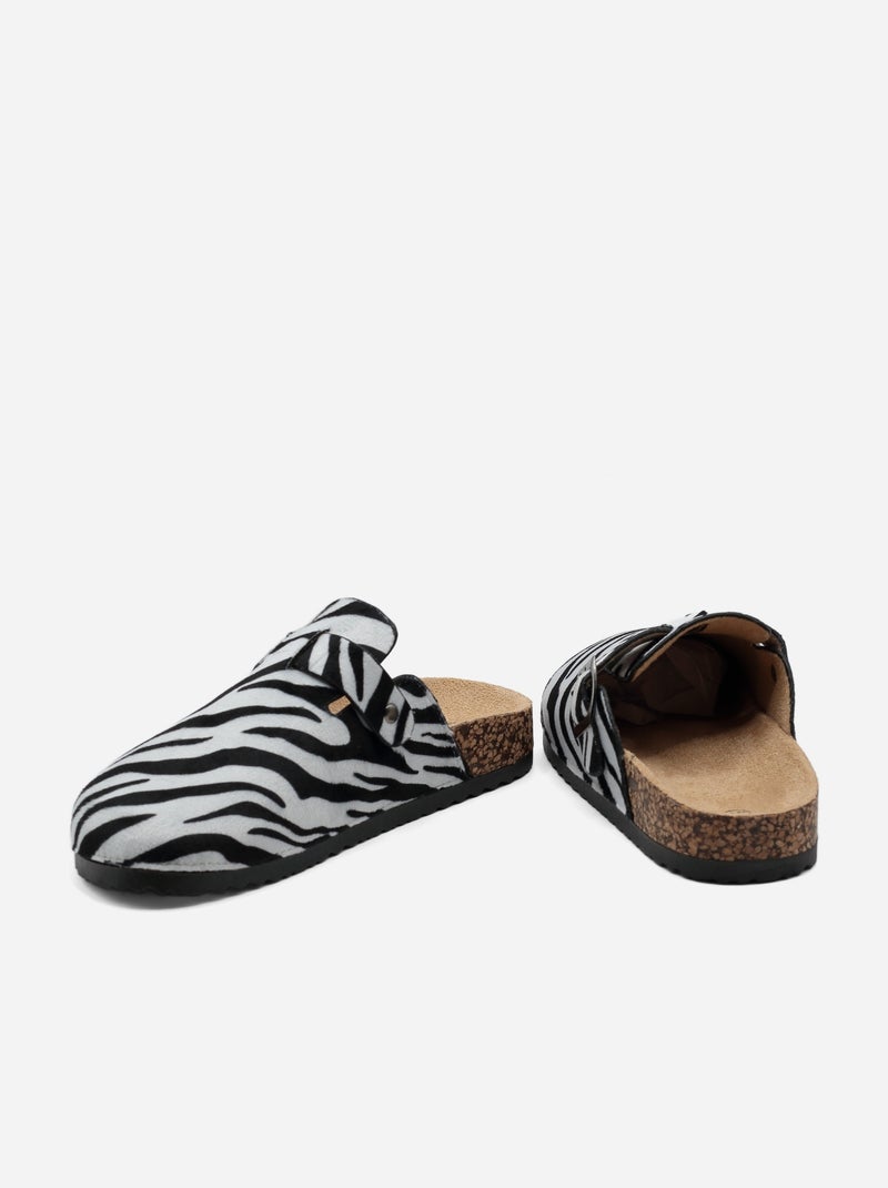 Mules para ponerse - C M Blanco Negro - Kiabi