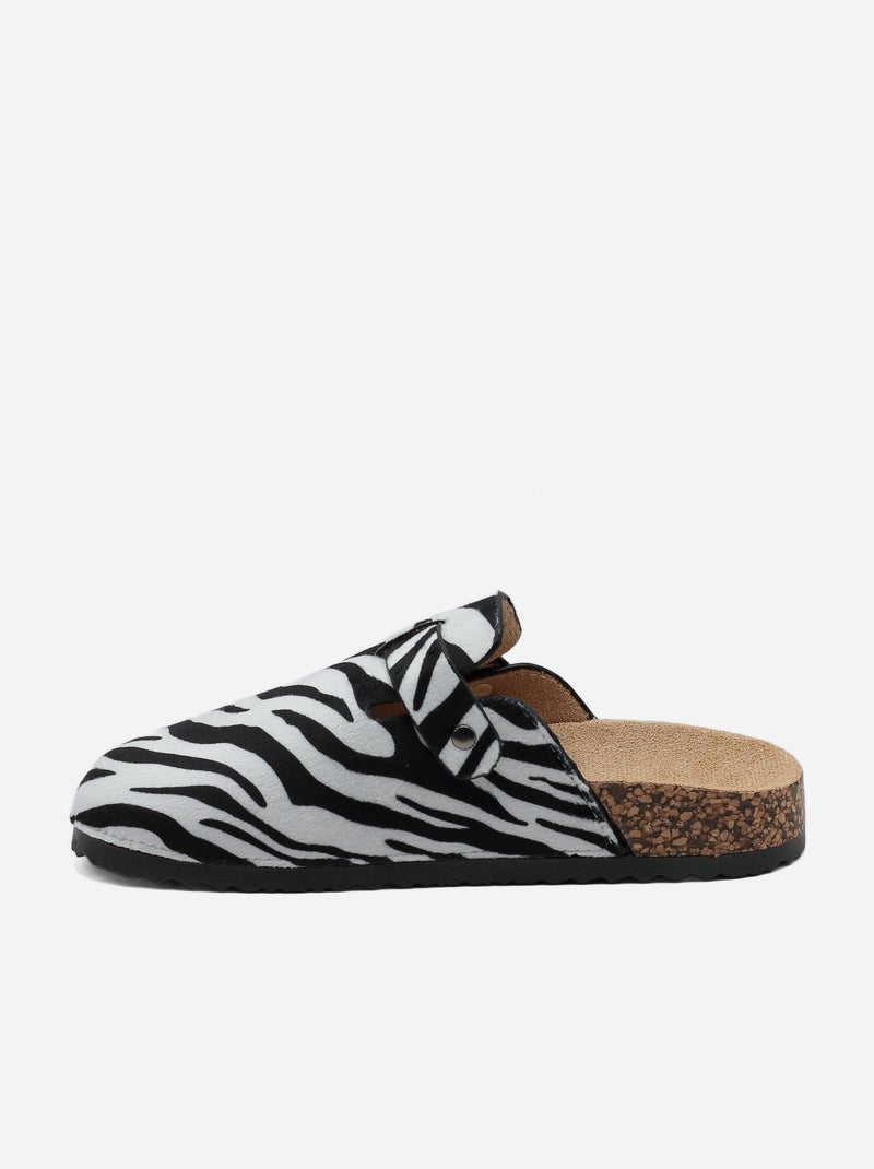 Mules para ponerse - C M Blanco Negro - Kiabi