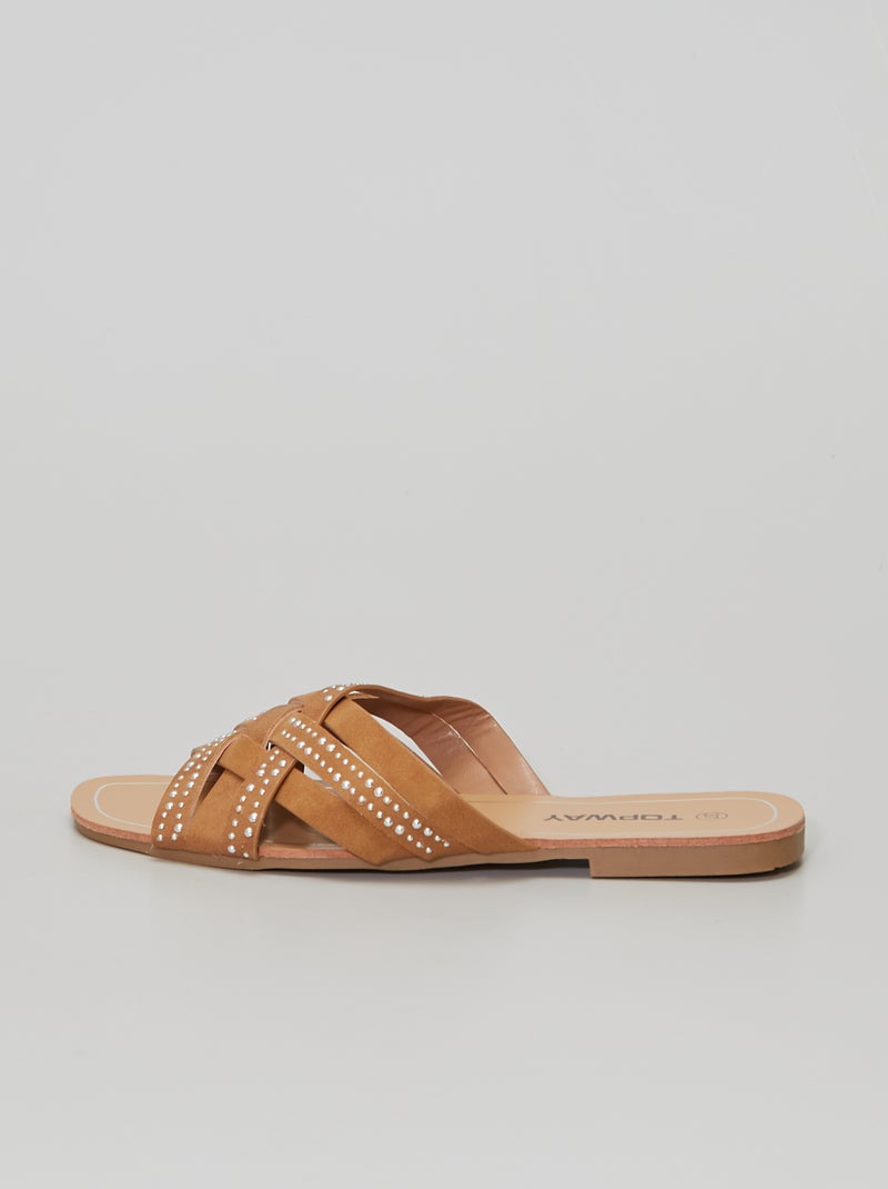 Mules planas con tachuelas castaño - Kiabi