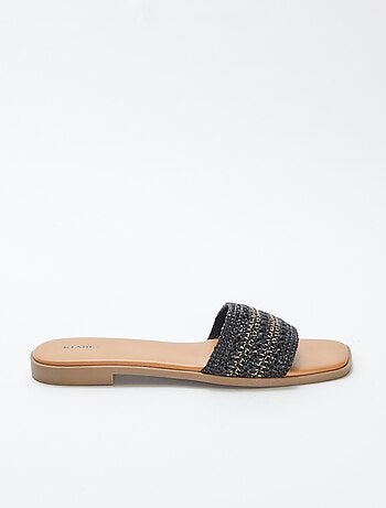 Mules planas con tiras tipo esparto
