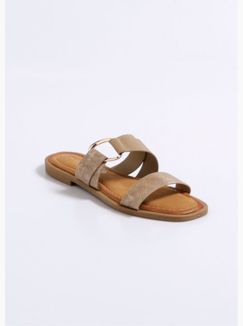 Mules planos con tiras metálicas - AFIBEL - Kiabi