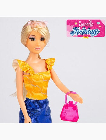 Muñeca con coche deportivo y accesorios isabella