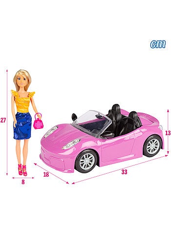 Muñeca con coche deportivo y accesorios isabella