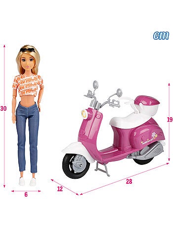 Muñeca con scooter y accesorios isabella