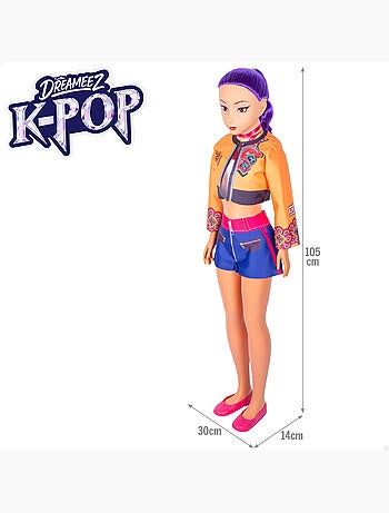 Muñeca grande 105 cm pelo lila + 3 años k-pop diva squad