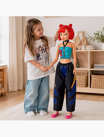 Muñeca grande 105 cm pelo rojo + 3 años k-pop diva squad