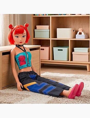 Muñeca grande 105 cm pelo rojo + 3 años k-pop diva squad