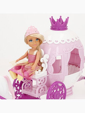 Muñeca princesa 15 cm con carruaje bella