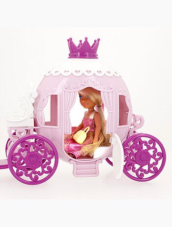 Muñeca princesa 15 cm con carruaje bella