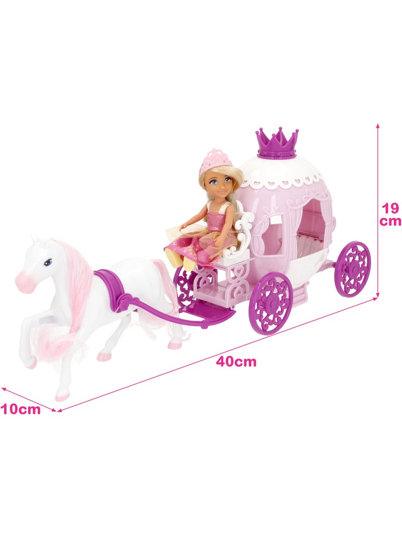 Muñeca princesa 15 cm con carruaje bella N/D - Kiabi