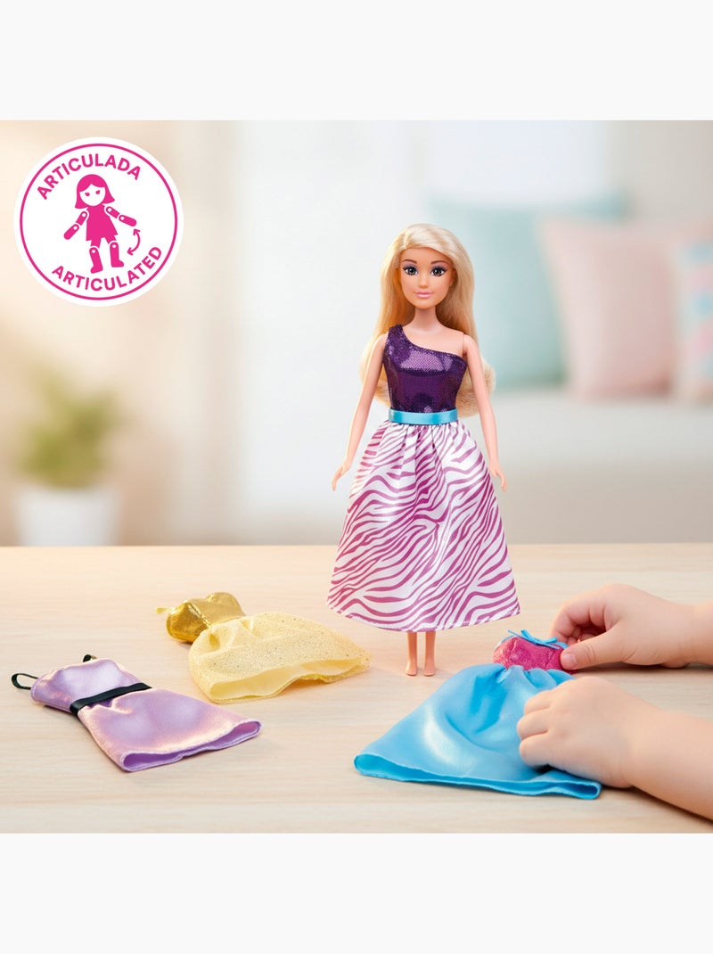 Muñeca princesa 30 cm con vestidos y accesorios isabella N/D - Kiabi