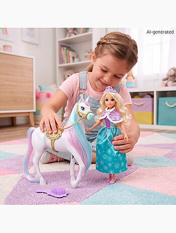 Muñeca princesa con caballo y accesorios + 3 años dreameez