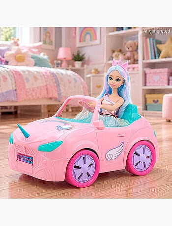 Muñeca princesa unicornio con coche + 3 años dreameez