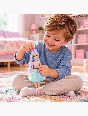 Muñeca princesa unicornio con coche + 3 años dreameez