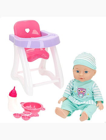 Muñeco bebé 30 cm con trona y accesorios colorbaby's