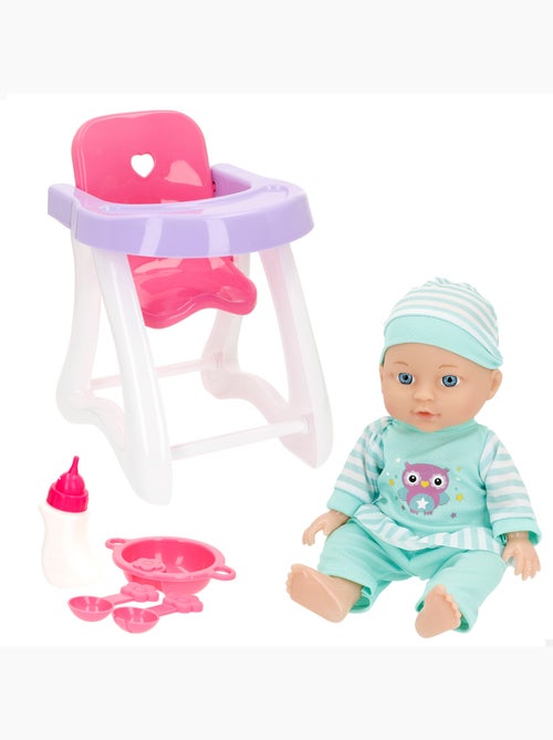 Muñeco bebé 30 cm con trona y accesorios colorbaby's - Kiabi