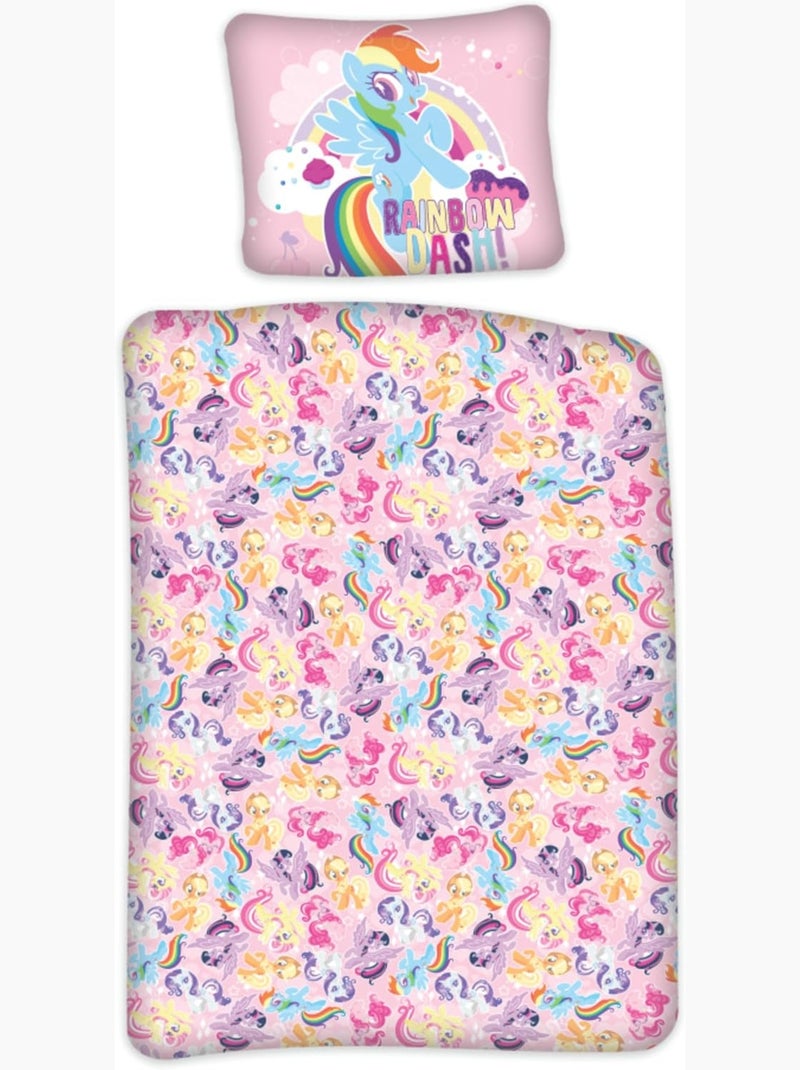 My Litlle Pony - Juego de sábanas para bebé de algodón reversible Rosa - Kiabi