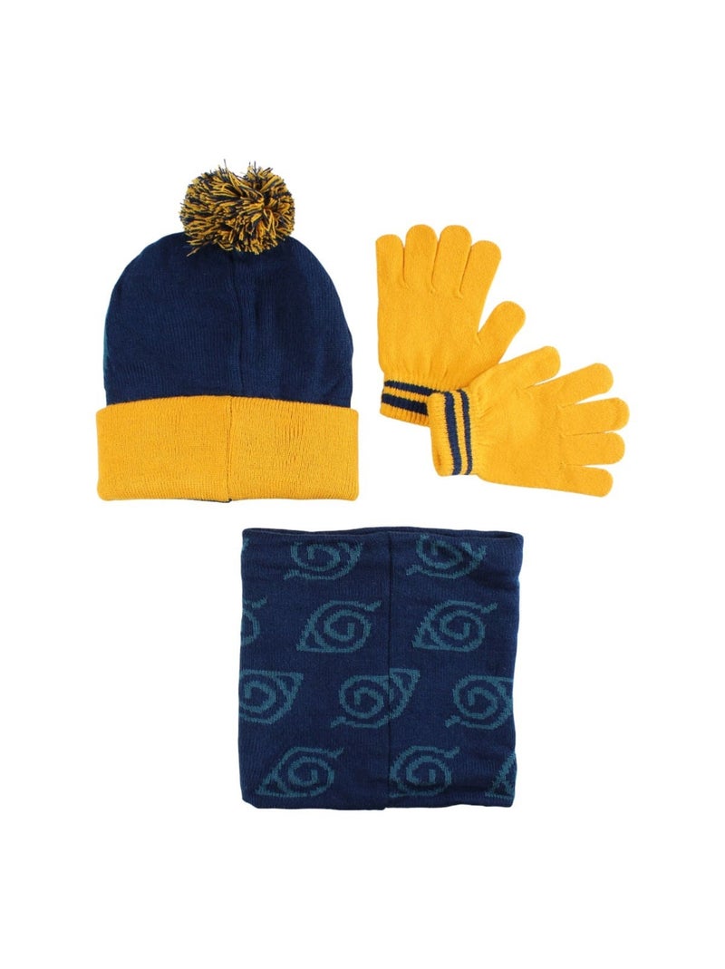 Naruto - Gorro, guantes y braga de cuello niño Negro - Kiabi