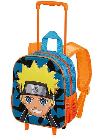 Naruto Happy Mochila 3D con Ruedas Pequeña, Azul