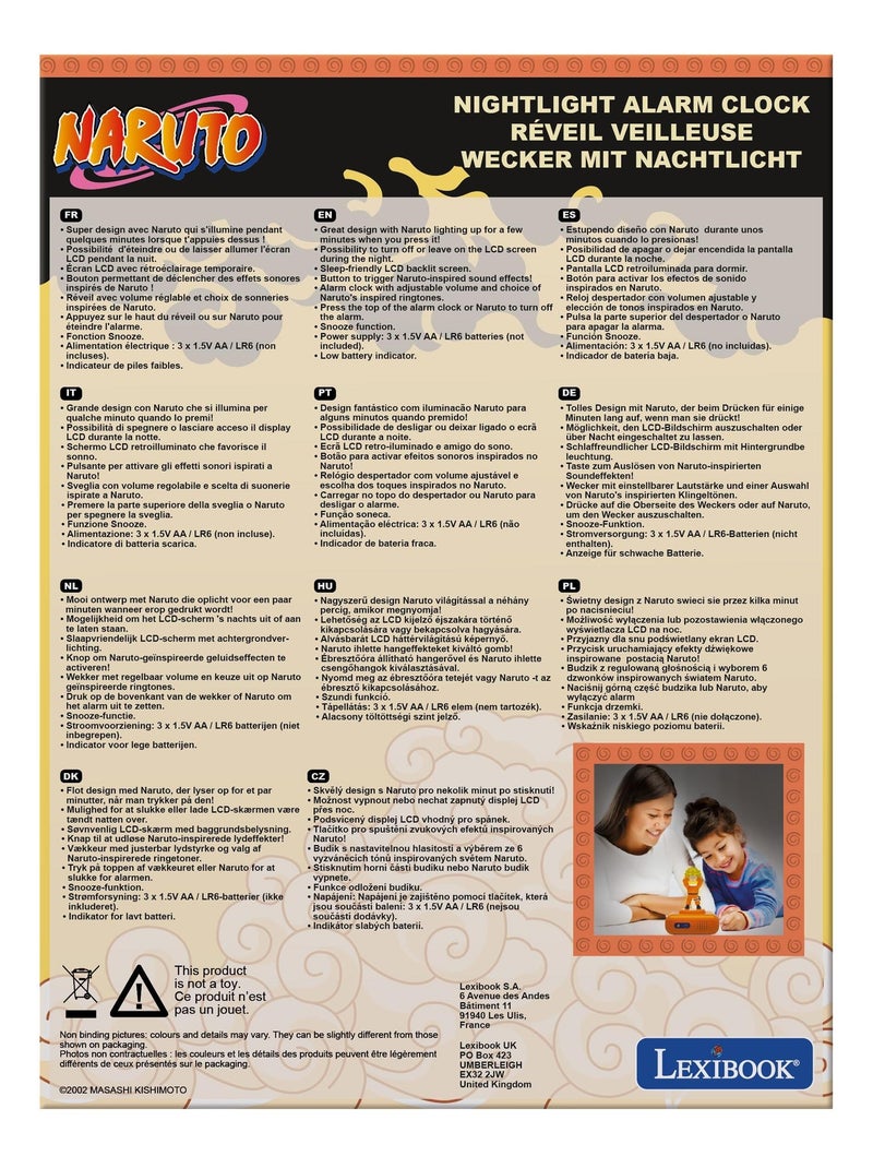 Naruto Luz nocturna Reloj despertador con sonidos Naranja - Kiabi