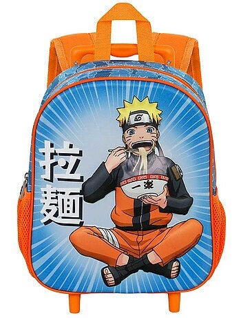 Naruto ramen mochila 3d con ruedas pequeña, azul