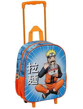 Naruto ramen mochila 3d con ruedas pequeña, azul