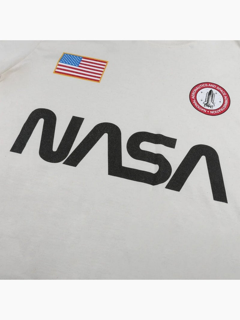 NASA - Camiseta Insignia de Algodón para Hombre Blanco Beige - Kiabi