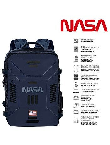 Nasa spaceship mochila de viaje mercury grande 47x23x33cm, azul oscuro