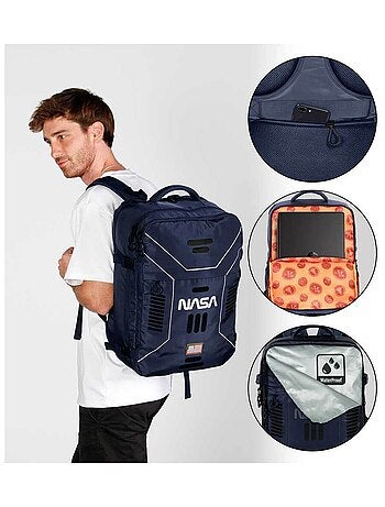Nasa spaceship mochila de viaje mercury grande 47x23x33cm, azul oscuro