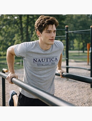 Nautica - Camiseta hombre de manga corta con estilo sencillo y moderno