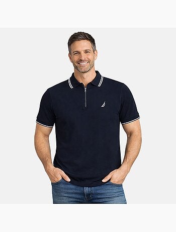 Nautica - Polo hombre de manga corta con diseño moderno y cierre con cremallera