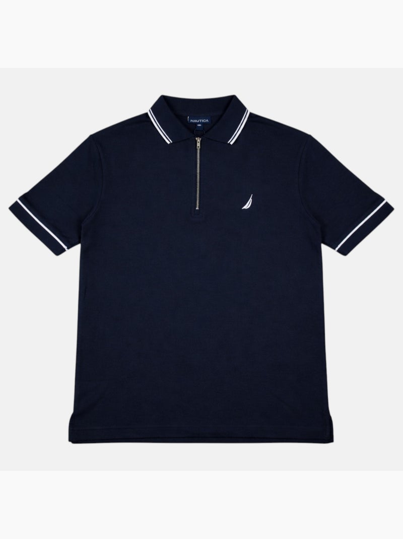 Nautica - Polo hombre de manga corta con diseño moderno y cierre con cremallera Azul marino - Kiabi