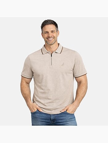 Nautica - Polo hombre de manga corta con diseño moderno y cierre con cremallera