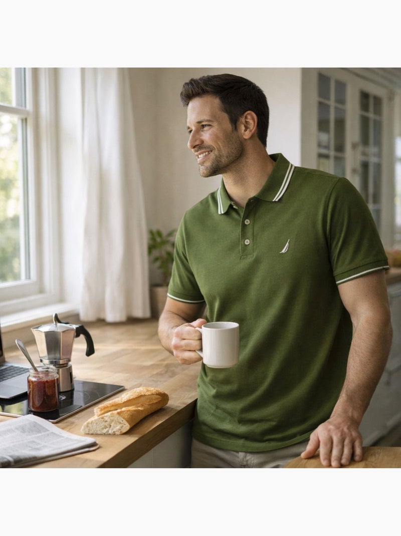 Nautica - Polo hombre de manga corta con estilo deportivo Caqui - Kiabi