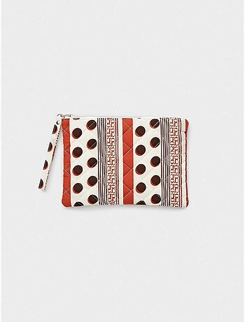 Neceser acolchado con cremallera y asa estampado lunares