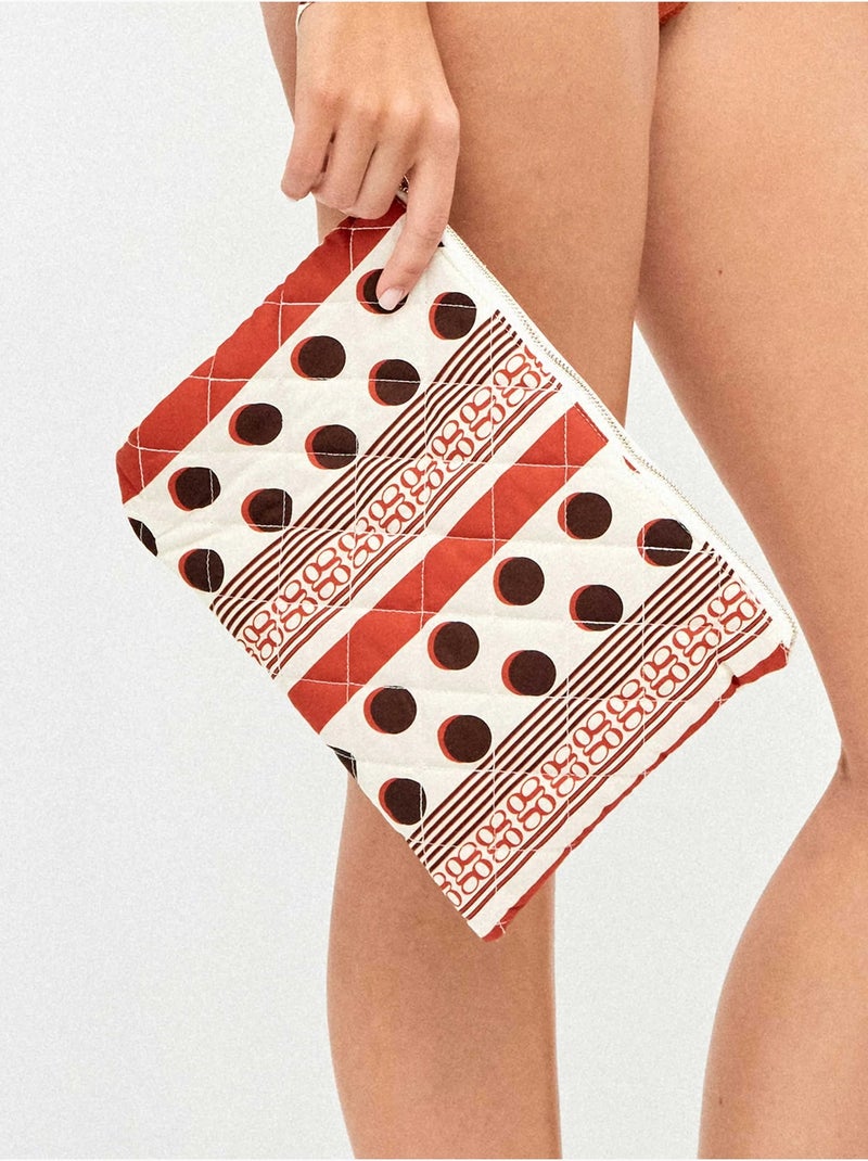 Neceser acolchado con cremallera y asa estampado lunares Multicolor - Kiabi