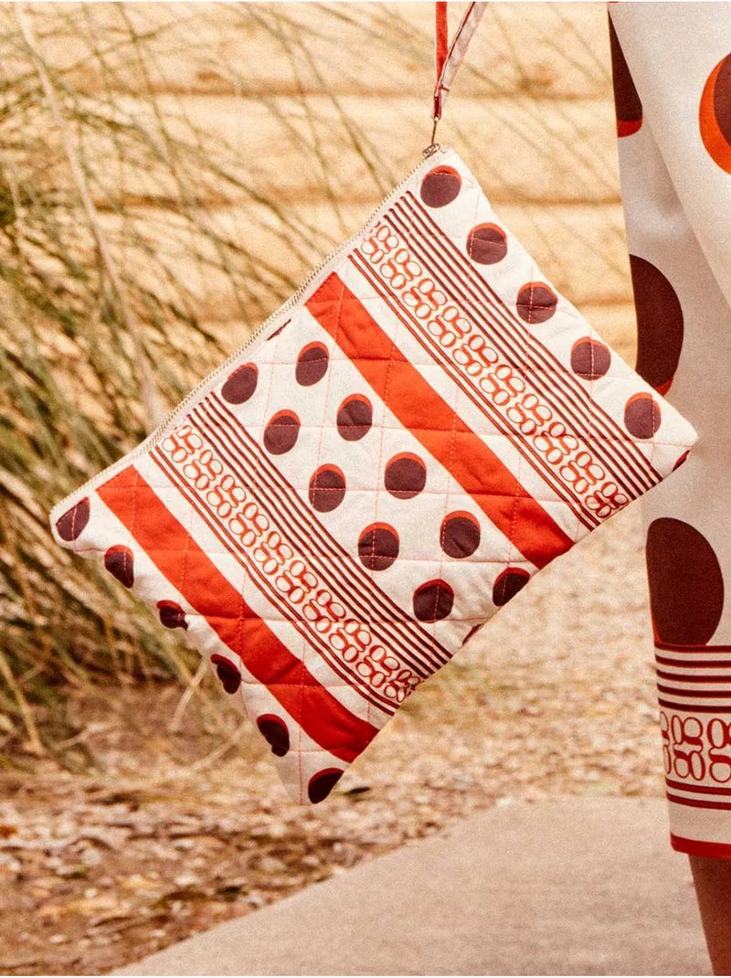 Neceser acolchado con cremallera y asa estampado lunares Multicolor - Kiabi